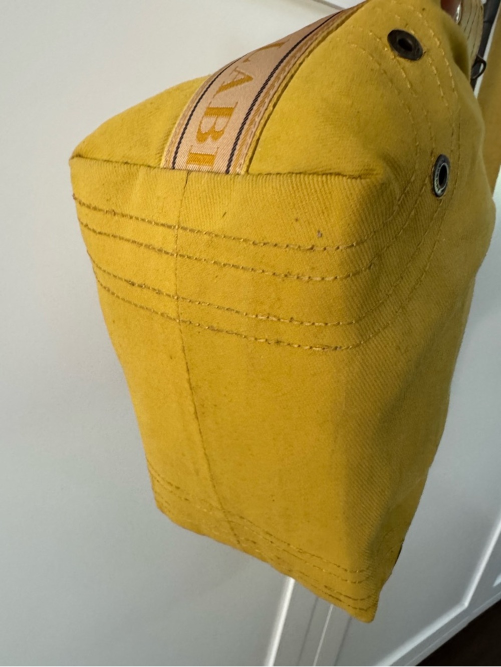 BURBERRY Blue Label Vintage Cotton Canvas Crossbody/ Messenger Bag Mustard - Picture 6 of 13